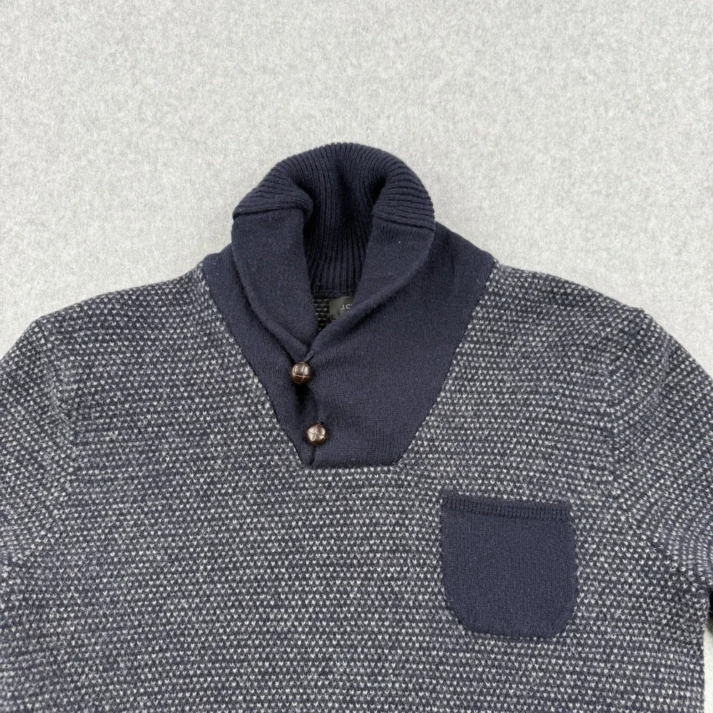 J Crew Sweater Mens Medium Blue Lambs Wool Heavyweight Cowl‎ Neck Pullover